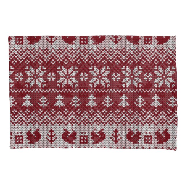 Knitted, Christmas, squirrels, vintage pattern. Pillowcase (Front)