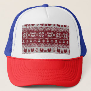 Knitted, Christmas, squirrels, vintage pattern. Trucker Hat