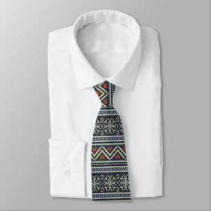 Knitted Christmas Sweater Nordic style pattern Tie
