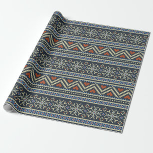 Knitted Christmas Sweater Nordic style pattern Wrapping Paper