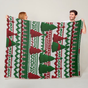  knitted Christmas tree pattern Fleece Blanket