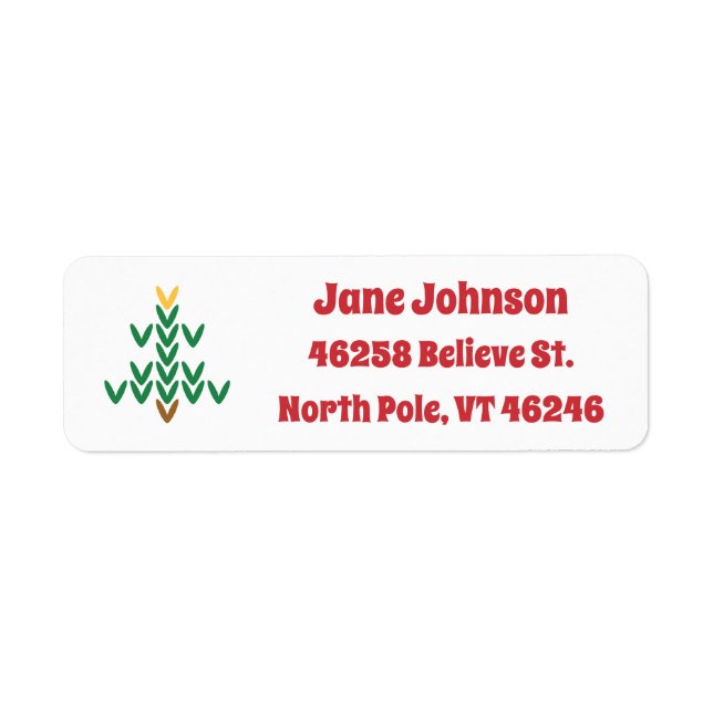 Knitted Christmas Tree Return Address Label (Front)