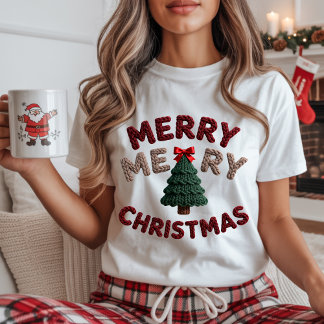 Knitted Christmas Tree T-Shirt T-Shirt Tri-Blend Shirt