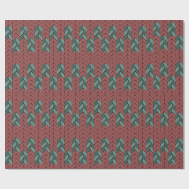 Knitted Christmas trees Wrapping Paper (Flat)