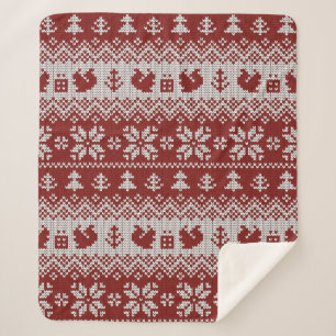 Knitted Christmas vintage seamless decorative patt Sherpa Blanket