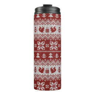 Knitted Christmas vintage seamless decorative patt Thermal Tumbler