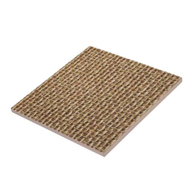 Knitted Cotton Fabric - Beige Ceramic Tile (Side)