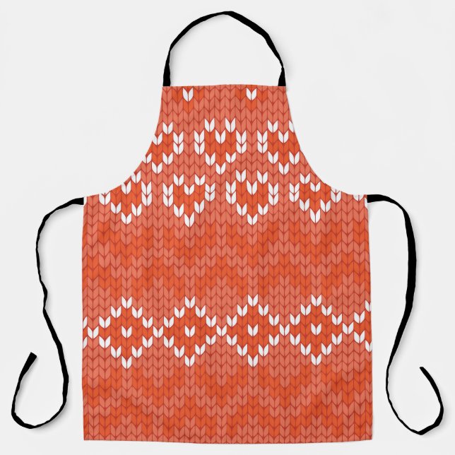 Knitted geometric, seamless pattern apron (Front)