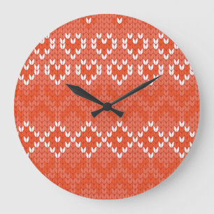 Knitted geometric, seamless pattern large clock