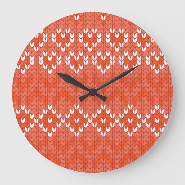 Knitted geometric, seamless pattern large clock (Front)
