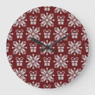 Knitted Gifts: Vintage Winter Pattern. Large Clock