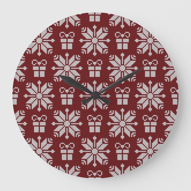 Knitted Gifts: Vintage Winter Pattern. Large Clock (Front)