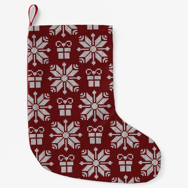 Knitted Gifts: Vintage Winter Pattern. Small Christmas Stocking (Front)