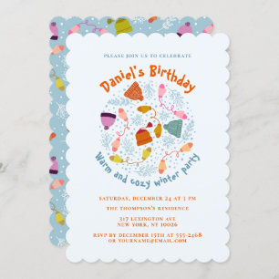 Knitted Hats and Mittens Winter Set Invitation
