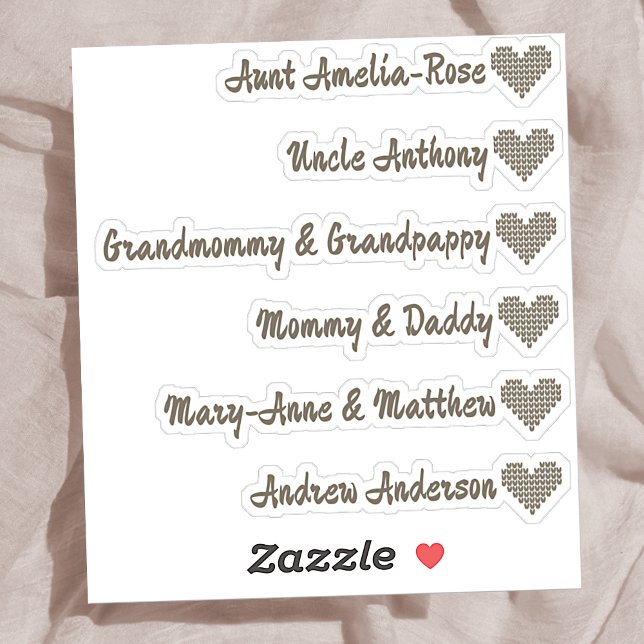 Knitted Heart Symbol Custom Guest List 6 Names (Creator Uploaded)
