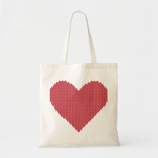 Knitted Heart Tote Bag (Front)