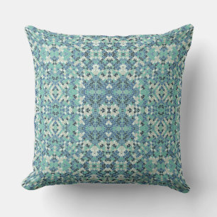 knitted knitwear geometric ornament blue, turquois cushion