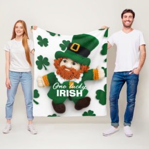 Knitted leprechaun st.Patrick's day 2024 Fleece Blanket