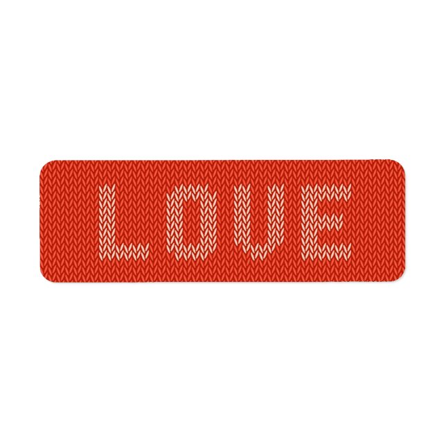 Knitted LOVE Text Return Address Label (Front)