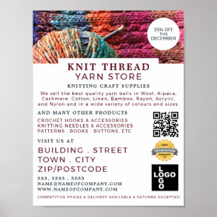 Knitted Material, Knitting Store, Yarn Store Poster