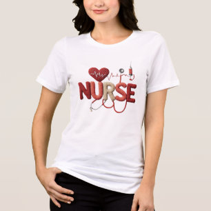 Knitted Nurse Sublimation Design with Heartbeat Tri-Blend Shirt