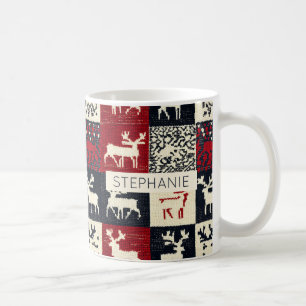 Knitted Patchwork Christmas Pattern   Rustic Coffee Mug