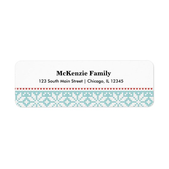 Knitted pattern return address label