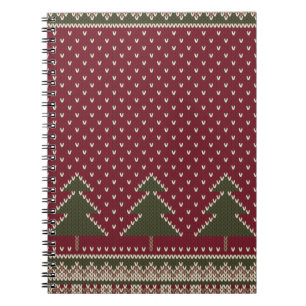 Knitted pattern with christmas trees notebook