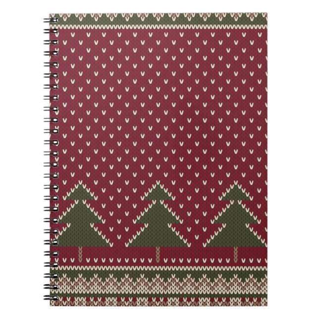 Knitted pattern with christmas trees notebook (Front)