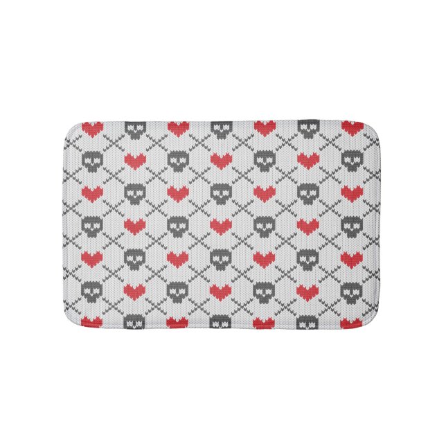 Knitted pattern with skulls bath mat (Front)
