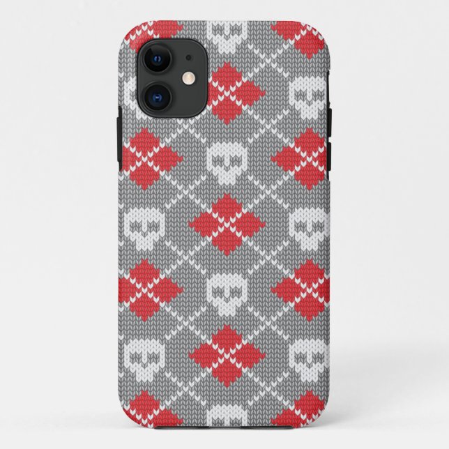 Knitted pattern with skulls Case-Mate iPhone case (Back)