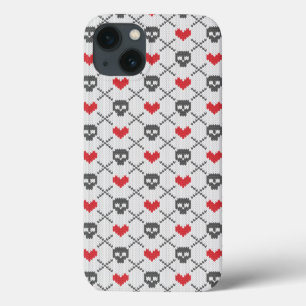 Knitted pattern with skulls iPhone 13 case