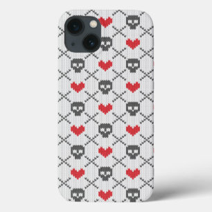 Knitted pattern with skulls iPhone 13 case