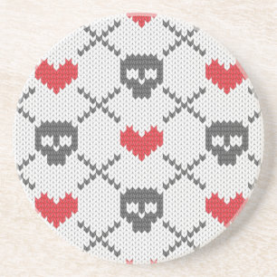 Knitted pattern with skulls coaster
