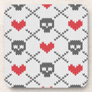 Knitted pattern with skulls coaster