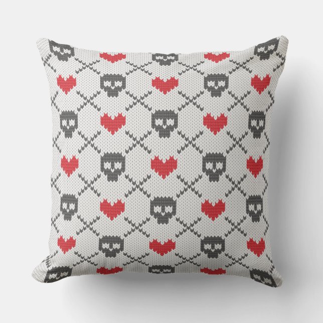 Knitted pattern with skulls cushion (Front)