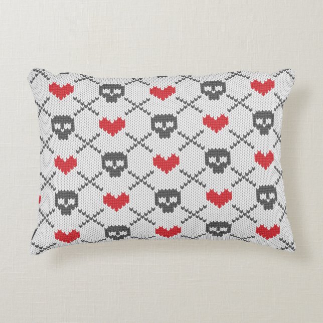 Knitted pattern with skulls decorative cushion (Front)