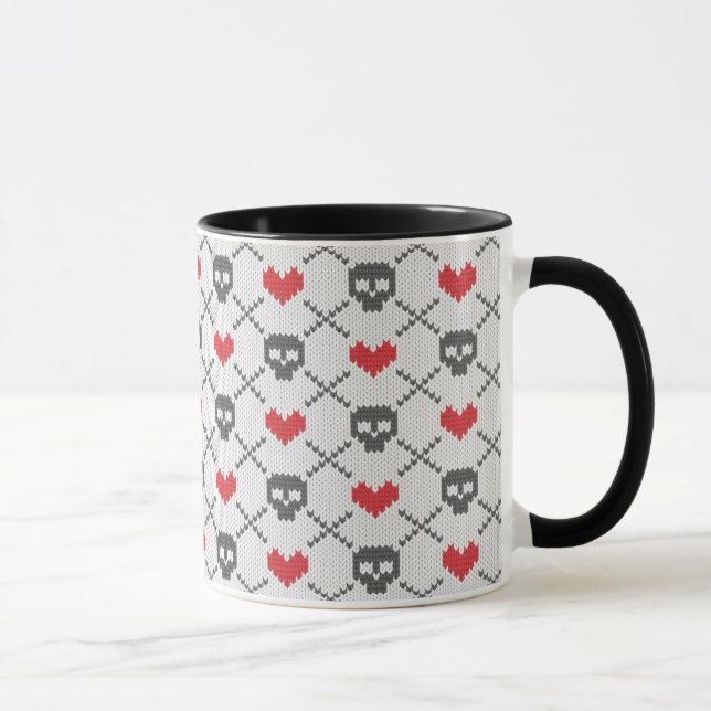 Knitted pattern with skulls mug (Right)