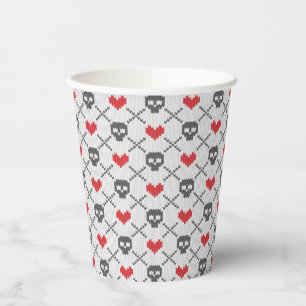 Knitted pattern with skulls paper cups