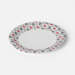 Knitted pattern with skulls paper plate