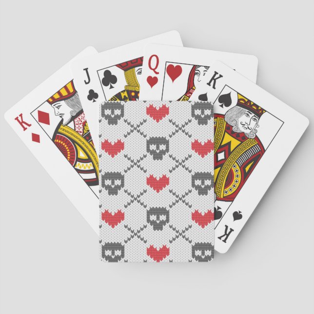 Knitted pattern with skulls playing cards (Back)