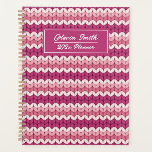 Knitted Pink Zig Zag Planner