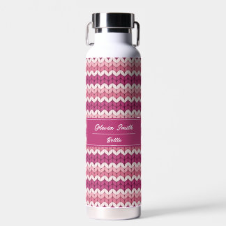 Knitted Pink Zig Zag Water Bottle