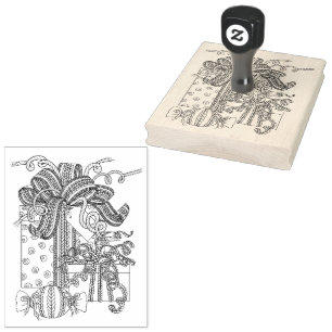 KNITTED PRESENTS 4"x5" Rubber Stamp / Vertical