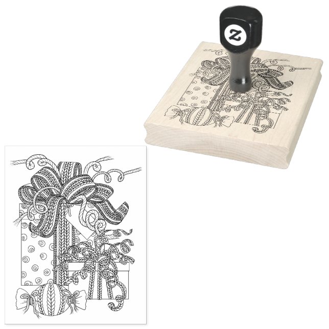 KNITTED PRESENTS 4"x5" Rubber Stamp / Vertical (Stamped)