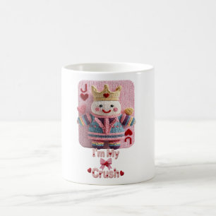Knitted Queen of Hearts Valentine Self-Love Doll Coffee Mug