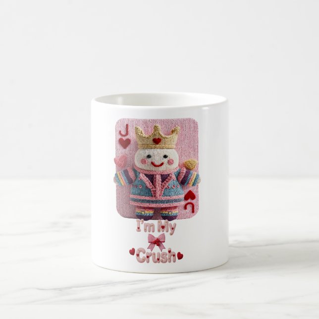Knitted Queen of Hearts Valentine Self-Love Doll Coffee Mug (Center)