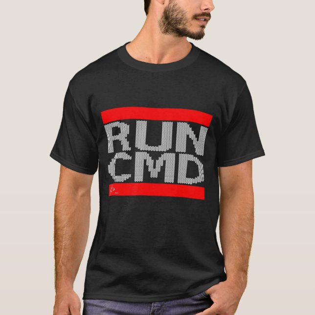 Knitted Run Cmd Ugly Christmas  Nerd Geek Computer T-Shirt (Front)