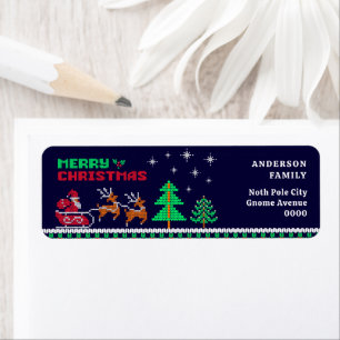 Knitted Santa Sleigh Christmas Return Address Label