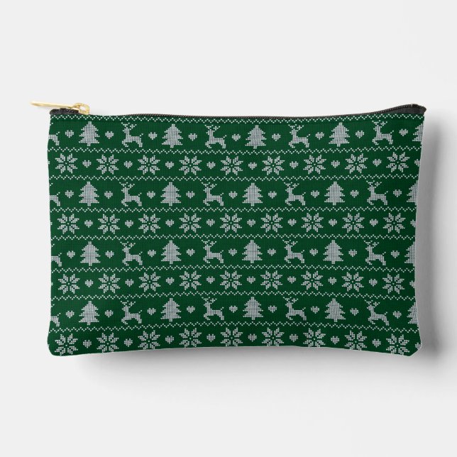 Knitted seamless Christmas pattern Accessory Pouch (Front)
